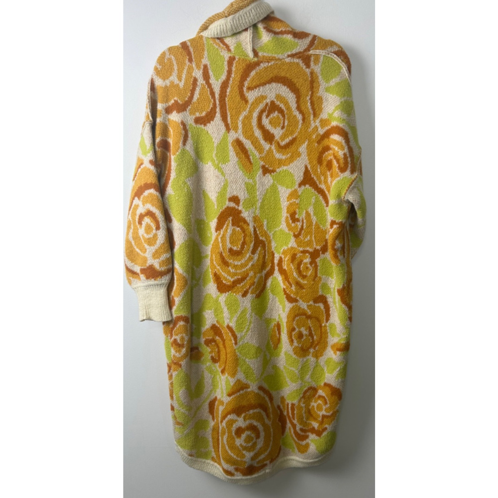 NEW Free People Women's S Bloom Oversized Cardigan CD4 Bold Floral Ivory/Lime - Picture 4 of 6